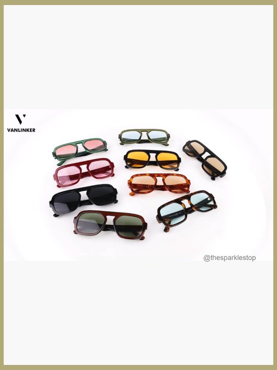 Retro Square Aviator Flat Top Rectangle Sunglasses UV400